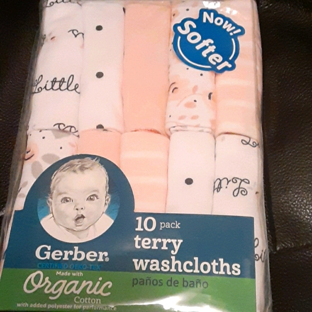 Gerber organic 10 princess baby washcloths